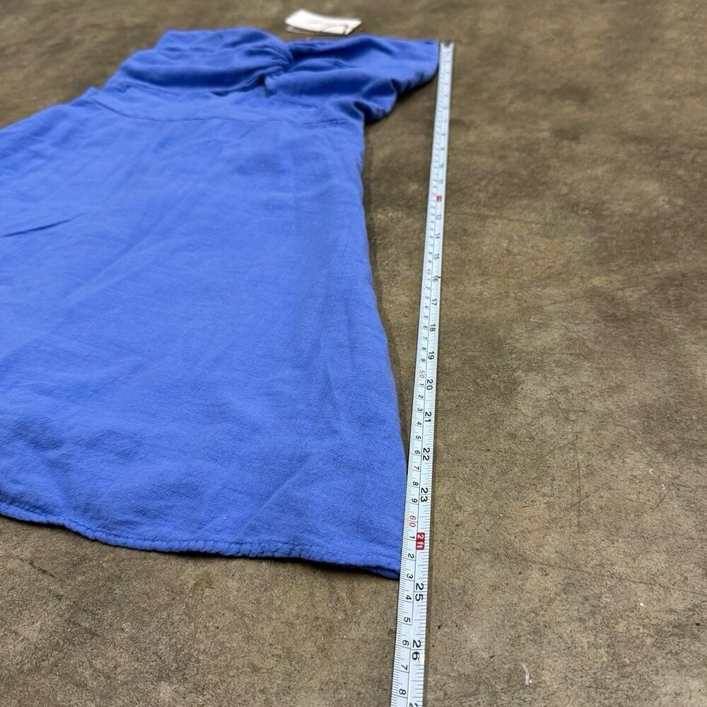 Blanco Royal blue 100% cotton linen strapless dress - Picture 8 of 8